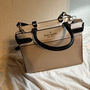 Kate Spade Black and White Satchel with Structured Design